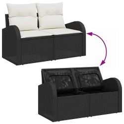 Ensemble de canapé de jardin 5 pcs Noir et Crème polyrotin 565228565228