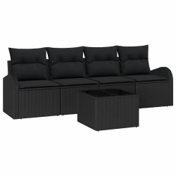 Ensemble de canapé de jardin avec stockage 5 pcs Noir polyrotin 565231565231