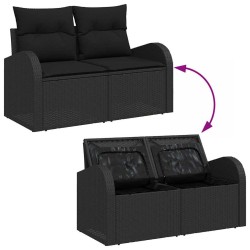 Ensemble de canapé de jardin avec stockage 5 pcs Noir polyrotin 565231565231
