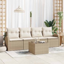 Ensemble de canapé de jardin 5 pcs Beige et crème polyrotin 565232565232