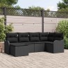 Ensemble de canapé de jardin avec coussin 6 pcs Noir Poly rotin 565234565234