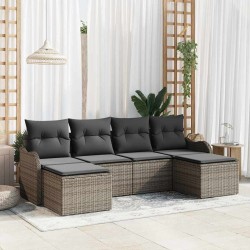 Ensemble de canapé de jardin avec stockage 6 pcs Gris polyrotin 565236565236
