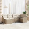 Ensemble de canapé de jardin 6 pcs Beige et blanc Poly rotin 565237565237