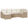 Ensemble de canapé de jardin 6 pcs Beige et blanc Poly rotin 565237565237