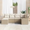 Ensemble de canapé de jardin 6 pcs Beige et blanc Poly rotin 565237565237