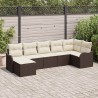 Ensemble de canapé de jardin 7 pcs Marron et blanc Poly rotin 565244565244