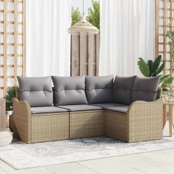 Ensemble de canapé de jardin 4 pcs Beige polyrotin 565249565249