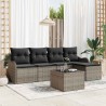 Ensemble de canapé de jardin avec coussin 6 pcs Noir Poly rotin 565250565250