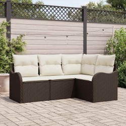Ensemble de canapé de jardin 4 pcs Marron polyrotin 565253565253