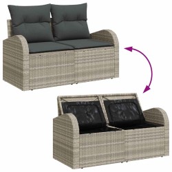 Ensemble de canapé de jardin 3 pcs Gris clair Poly rotin 565254565254