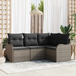Ensemble de canapé de jardin avec stockage 4 pcs Gris polyrotin 565255565255