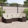 Ensemble de canapé de jardin 6 pcs Marron et blanc Poly rotin 565257565257