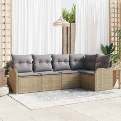 Ensemble de canapé de jardin 5 pcs Beige polyrotin 565259565259
