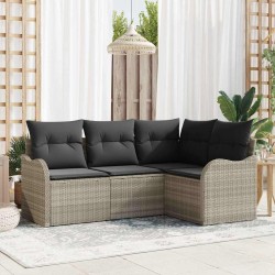 Ensemble de canapé de jardin 4 pcs Gris clair polyrotin 565260565260