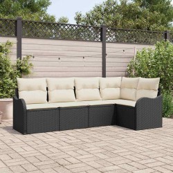 Ensemble de canapé de jardin avec stockage 5 pcs Noir polyrotin 565261565261