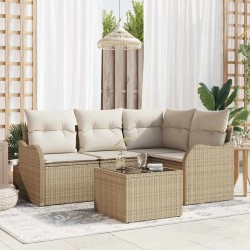 Ensemble de canapé de jardin 5 pcs Marron polyrotin 565262565262