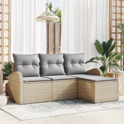 Ensemble de Canapés 4 pcs Beige et Gris clair polyrotin 565265565265