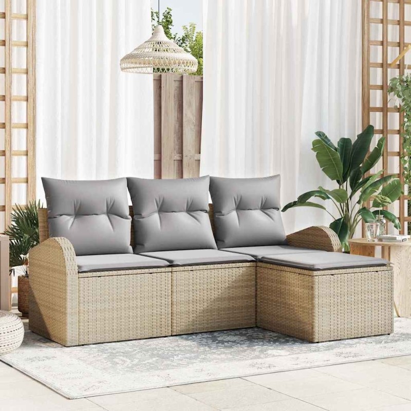 Ensemble de Canapés 4 pcs Beige et Gris clair polyrotin 565265565265