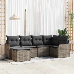Ensemble de canapé de jardin avec coussin 6 pcs Gris Poly rotin 565266565266