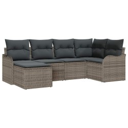 Ensemble de canapé de jardin avec coussin 6 pcs Gris Poly rotin 565266565266