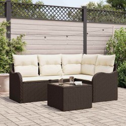 Ensemble de canapé de jardin avec stockage 5 pcs Gris polyrotin 565269565269