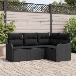 Ensemble de canapé de jardin avec stockage 4 pcs Noir polyrotin 565271565271
