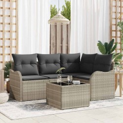 Ensemble de canapé de jardin avec stockage 5 pcs Gris polyrotin 565273565273