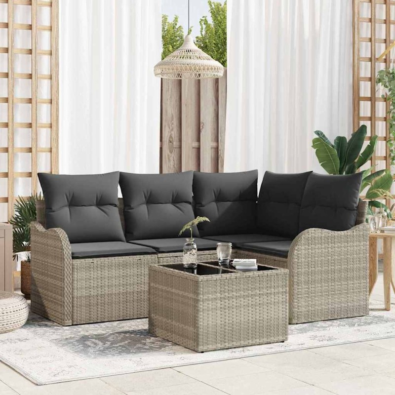 Ensemble de canapé de jardin avec stockage 5 pcs Gris polyrotin 565273565273