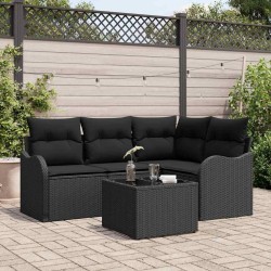 Ensemble de canapé de jardin 5 pcs Beige polyrotin 565274565274