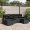 Ensemble de canapé de jardin avec coussin 6 pcs Noir Poly rotin 565275565275