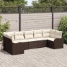 Ensemble de canapé de jardin 7 pcs Marron et blanc Poly rotin 565276565276