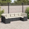 Ensemble de canapé de jardin 7 pcs Noir et blanc Poly rotin 565305565305