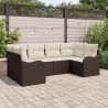Ensemble de canapé de jardin 6 pcs Marron et blanc Poly rotin 565313565313
