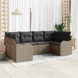 Ensemble de canapé de jardin 6 pcs Gris Poly rotin 565314565314