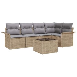 Ensemble de canapé de jardin 6 pcs Beige Poly rotin 565333565333