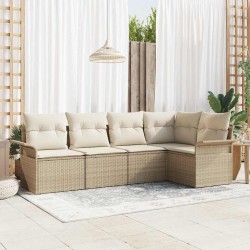 Ensemble de canapé de jardin 5 pcs Beige polyrotin 565334565334