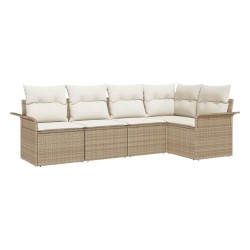 Ensemble de canapé de jardin 5 pcs Beige polyrotin 565334565334