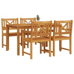 Ensemble de salle à manger pour jardin 5 pcs Marron 565357565357