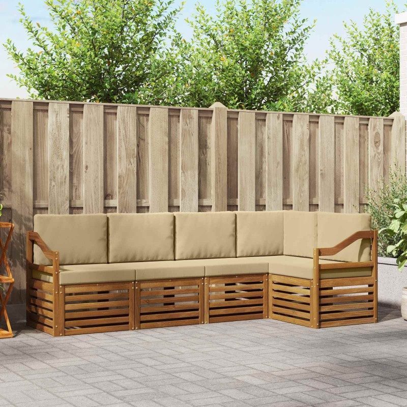 Ensemble de canapé d'angle avec coussin 5 pcs Naturel et Beige 565364565364