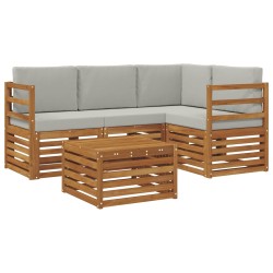 Ensemble de canapés d'extérieur 5 pcs Gris Naturel et Clair 565411565411