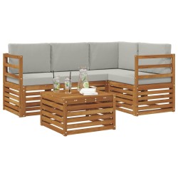 Ensemble de canapés d'extérieur 5 pcs Gris Naturel et Clair 565411565411