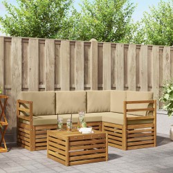 Ensemble de canapés d'extérieur 5 pcs Naturel et Beige 565414565414