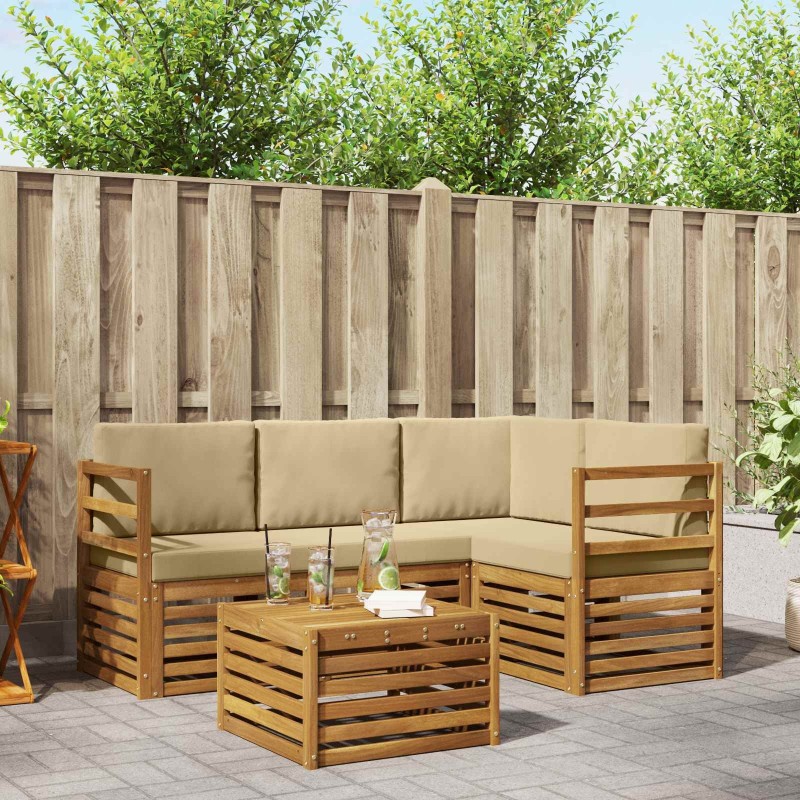 Ensemble de canapés d'extérieur 5 pcs Naturel et Beige 565414565414