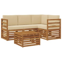 Ensemble de canapés d'extérieur 5 pcs Naturel et Beige 565414565414