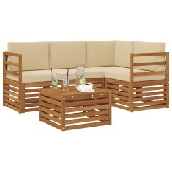 Ensemble de canapés d'extérieur 5 pcs Naturel et Beige 565414565414