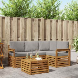Ensemble de canapés d'extérieur 5 pcs Gris Naturel et Clair 565416565416