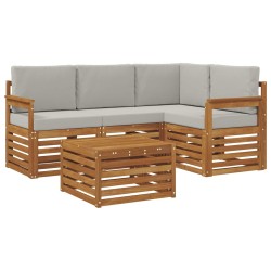 Ensemble de canapés d'extérieur 5 pcs Gris Naturel et Clair 565416565416