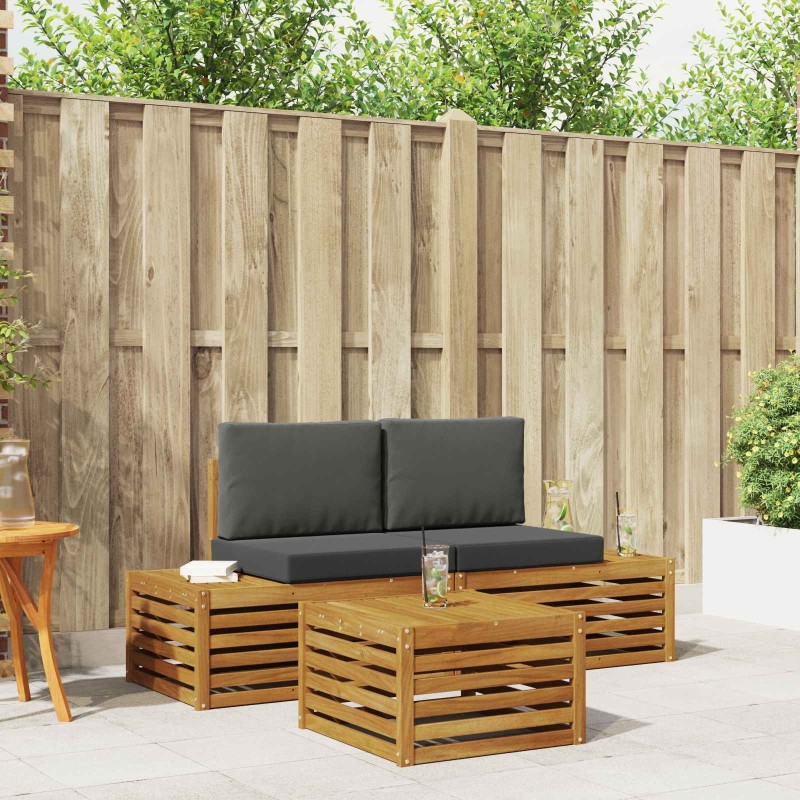 Ensemble de canapés d'extérieur 3 Pièce Naturel et Anthracite 565421565421