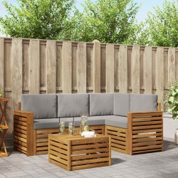 Ensemble de canapés d'extérieur 5 pcs Gris Naturel et Clair 565437565437