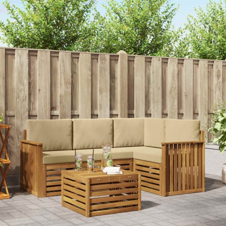Ensemble de canapés d'extérieur 5 pcs Naturel et Beige 565439565439